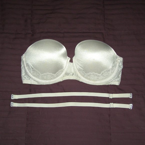 34D Lily of France White Strapless bra w/removable straps - Picture 1 of 7